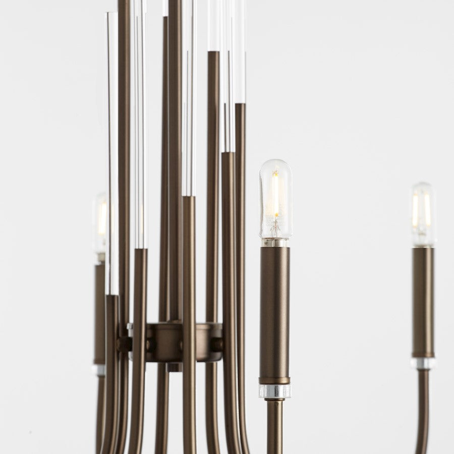 6 Light Chandelier, Dark Brass