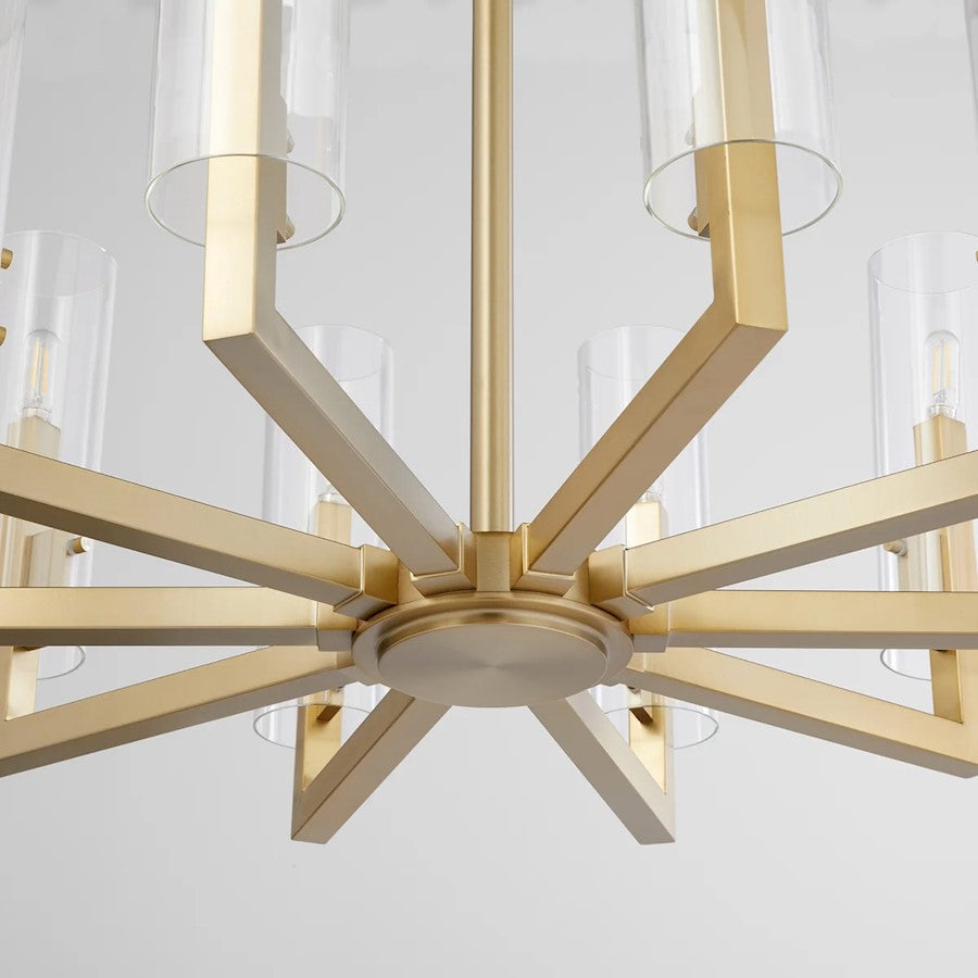 10 Light Chandelier, Aged Brass
