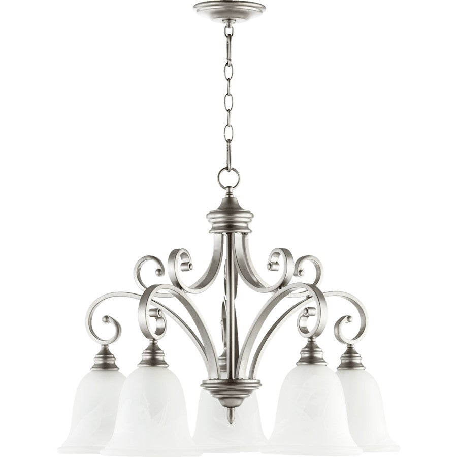 Quorum Bryant 5 Light Chandelier, Classic Nickel