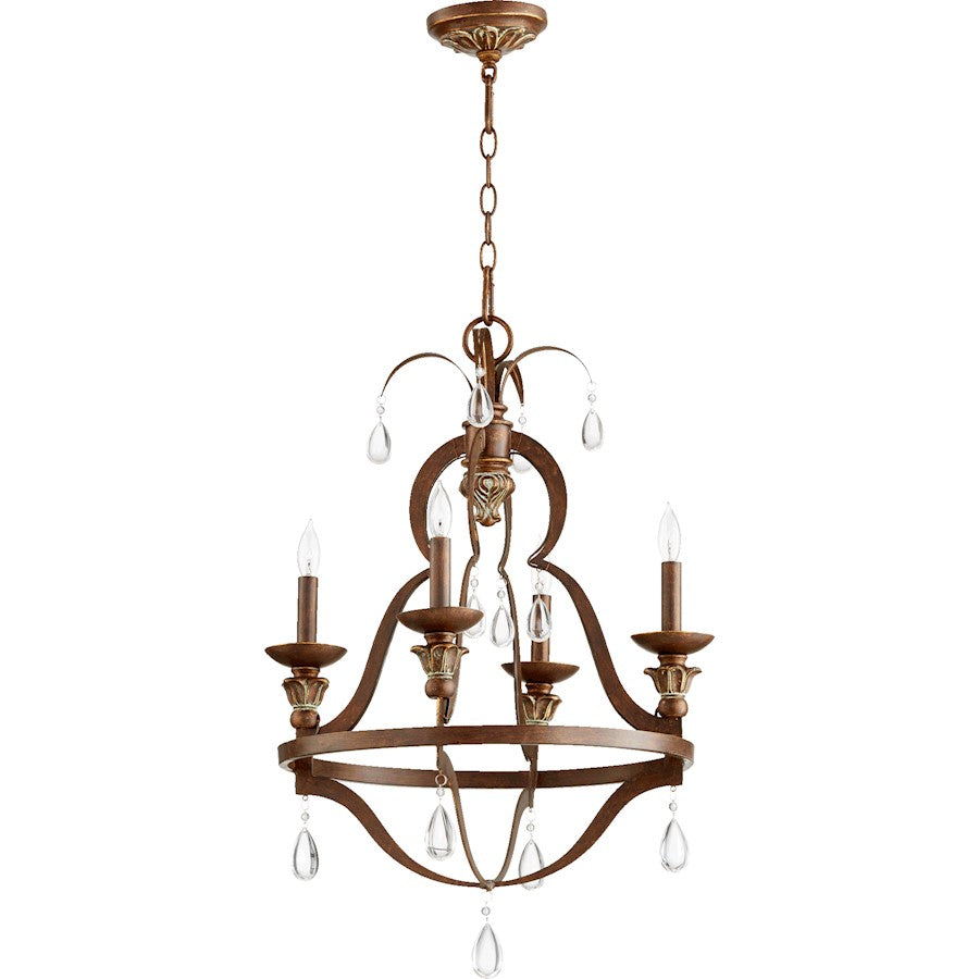 Quorum Venice 4 Light Chandelier, Vintage Copper