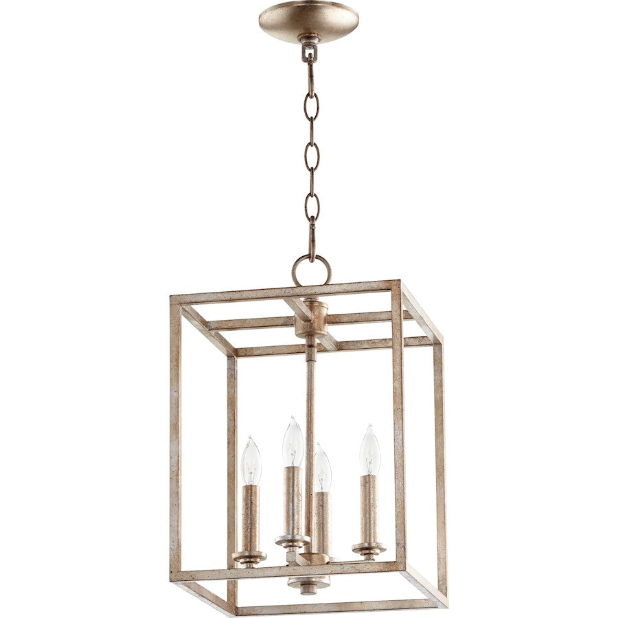 Quorum 4 Light 11' Entry, Aged Silver Leaf