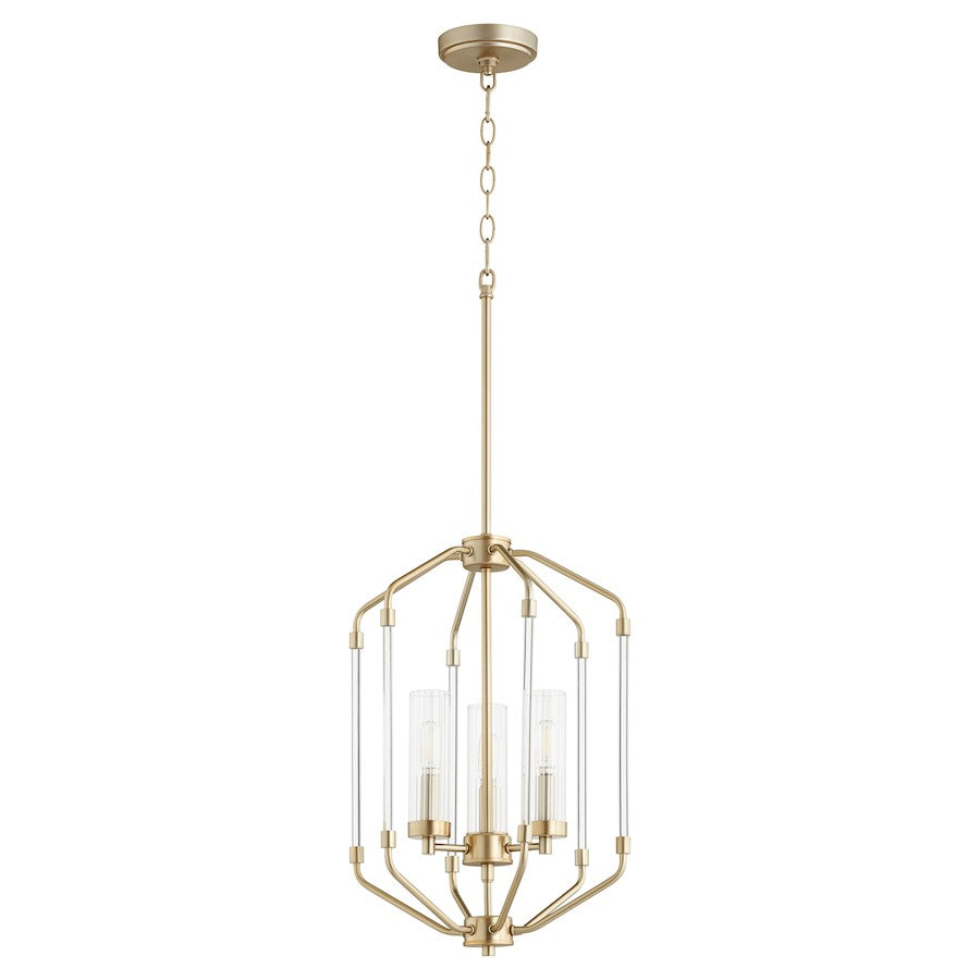 Quorum Citadel 3 Light Entry, Aged Brass/Clear