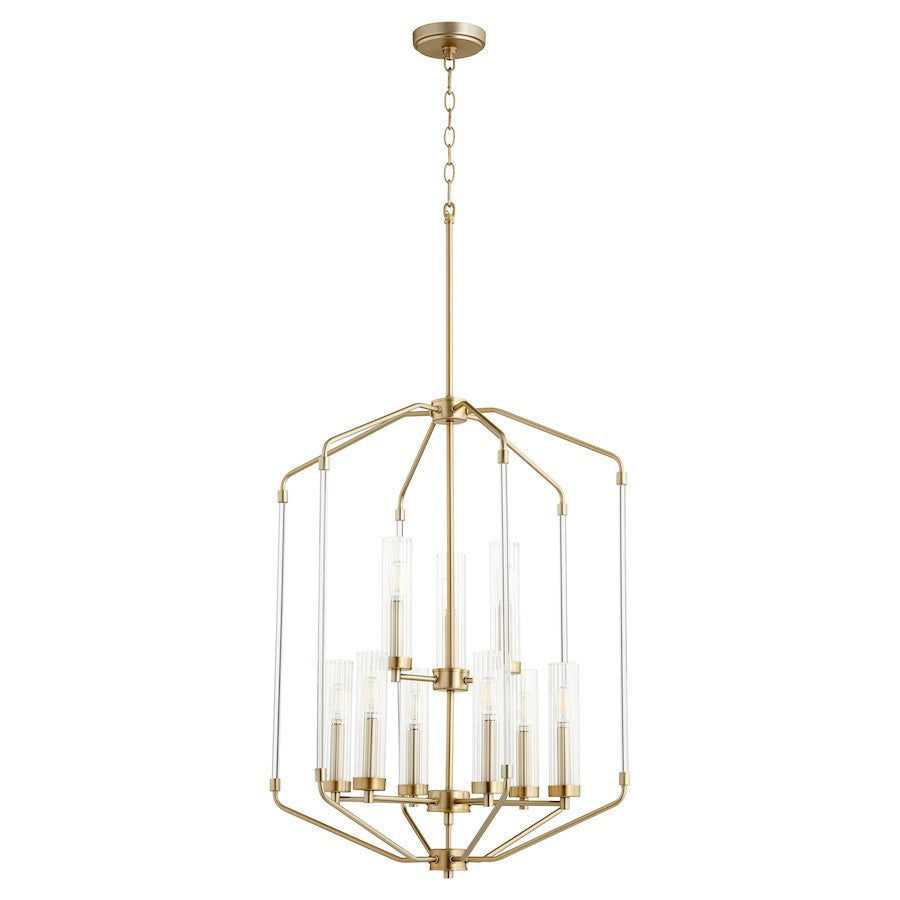 Quorum Citadel 9 Light Entry, Aged Brass/Clear
