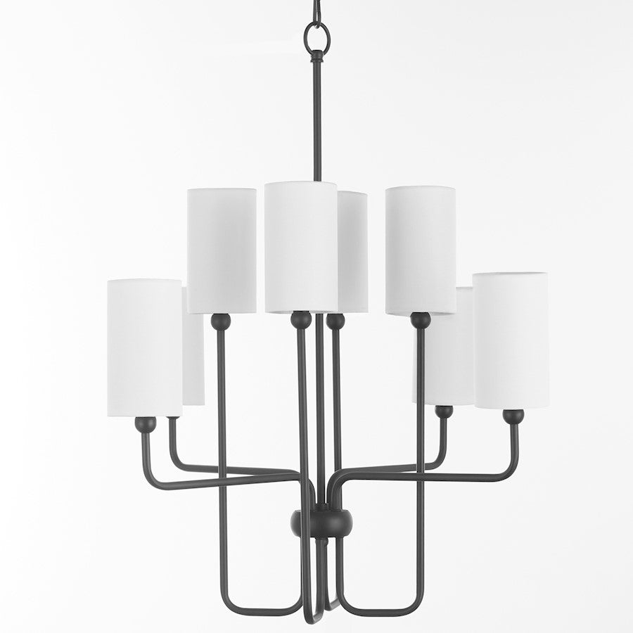 8 Light Chandelier, Matte Black