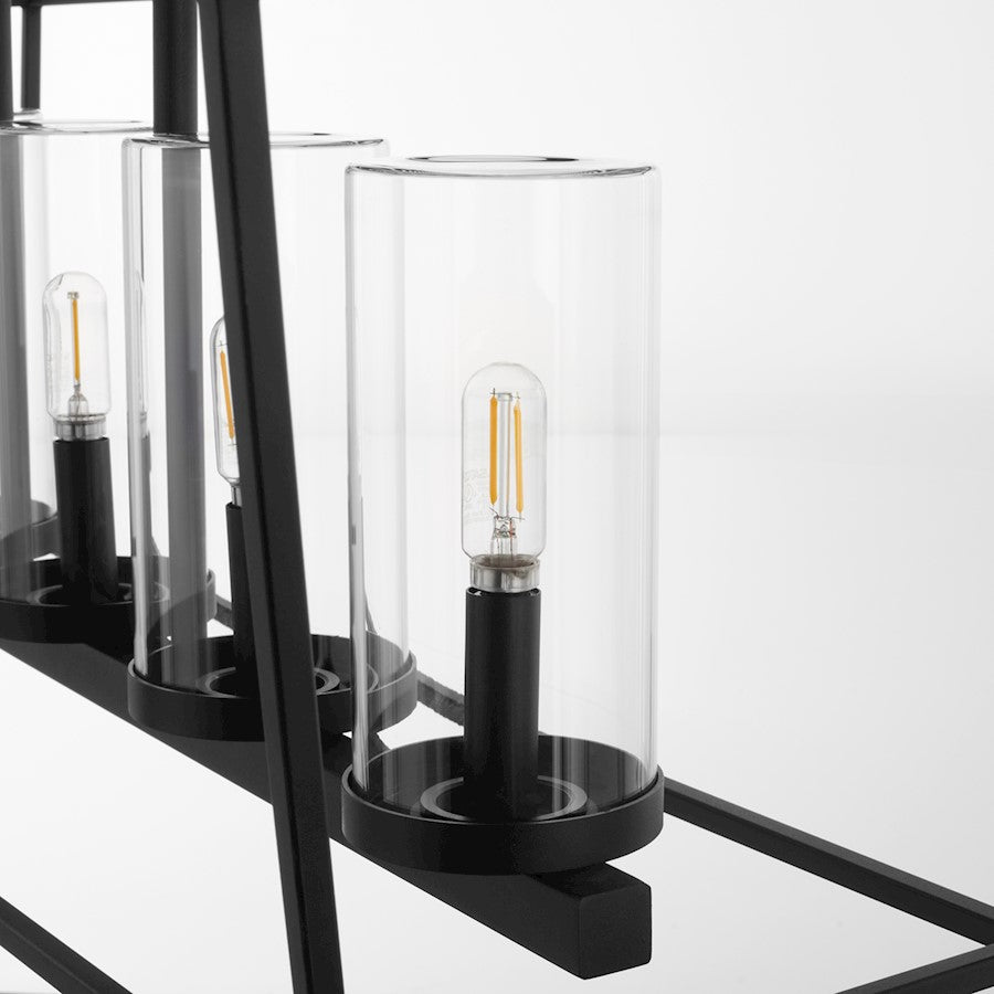 5 Light Wet Linear Chandelier, Matte Black