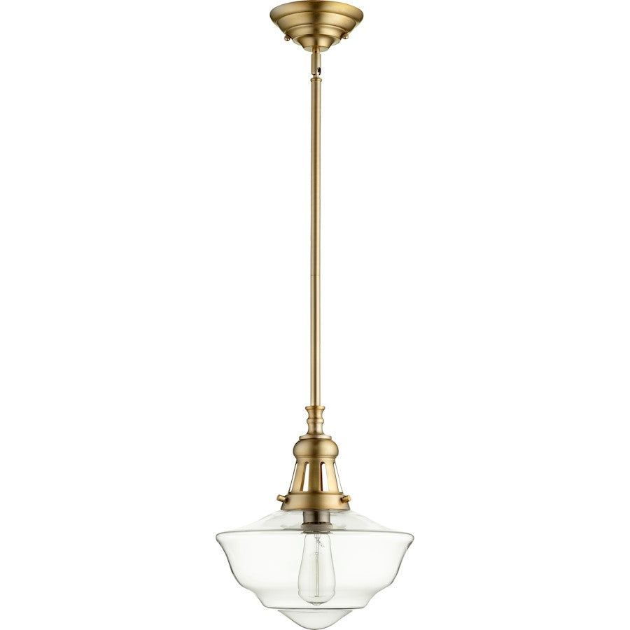 Quorum 12' Schoolhouse in Aged Brass /Clear