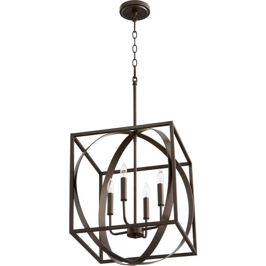 Quorum 4 Light Cube Sphere Pendant, Oiled Bronze