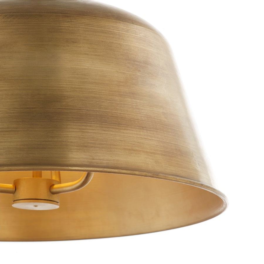 3 Light Wood Pendant, Artisan Brass
