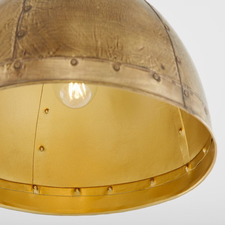 1 Light 14" Dome Pendant, Artisan Brass