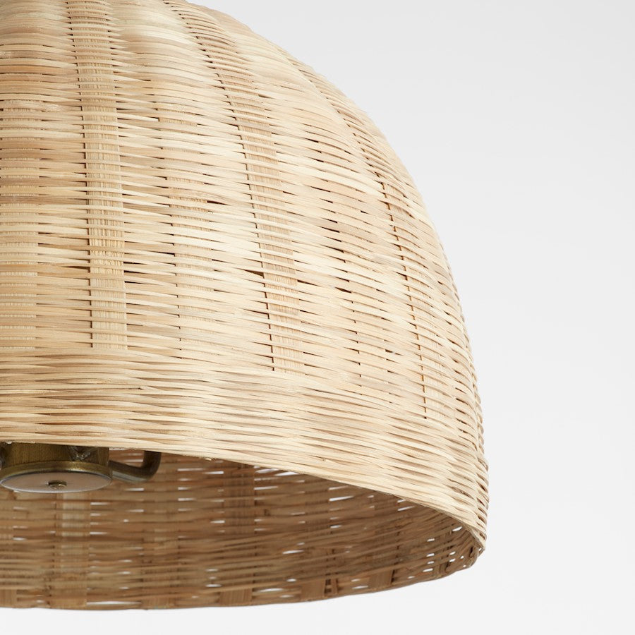 24" Wicker Pendant, Artisan Brass