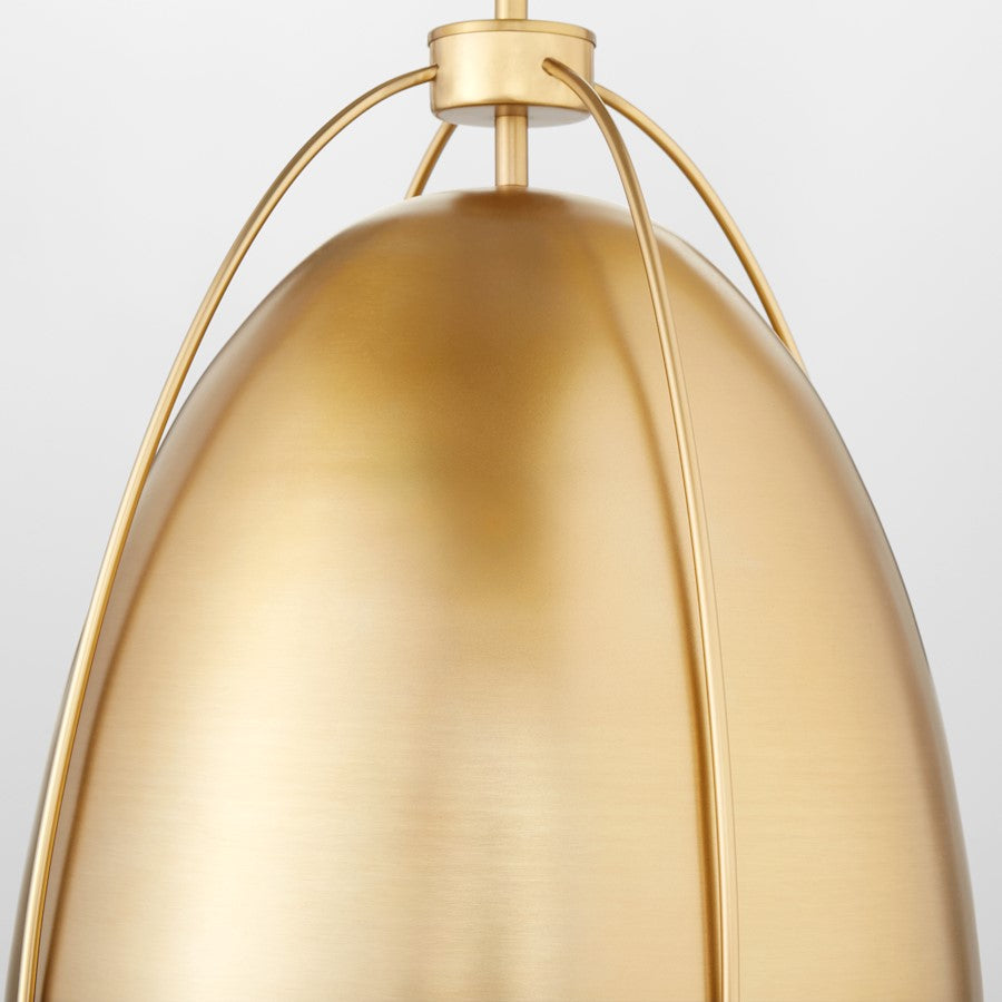 1 Light 15" Pendant, Aged Brass