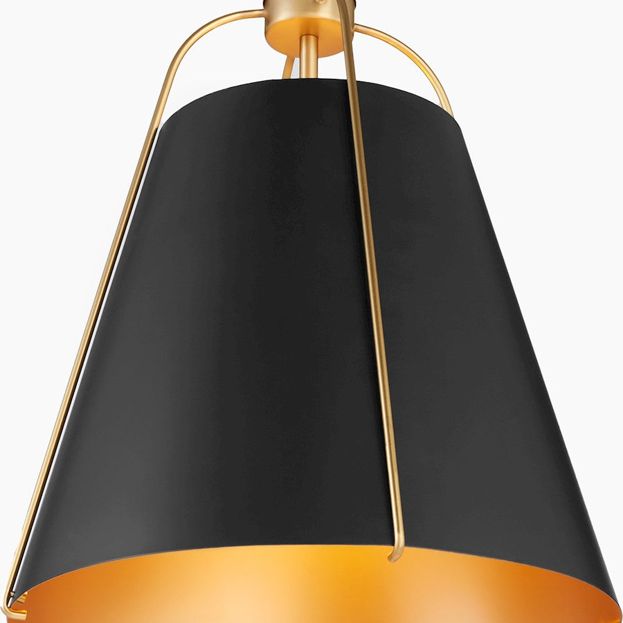 1 Light 15" Pendant, Matte Black
