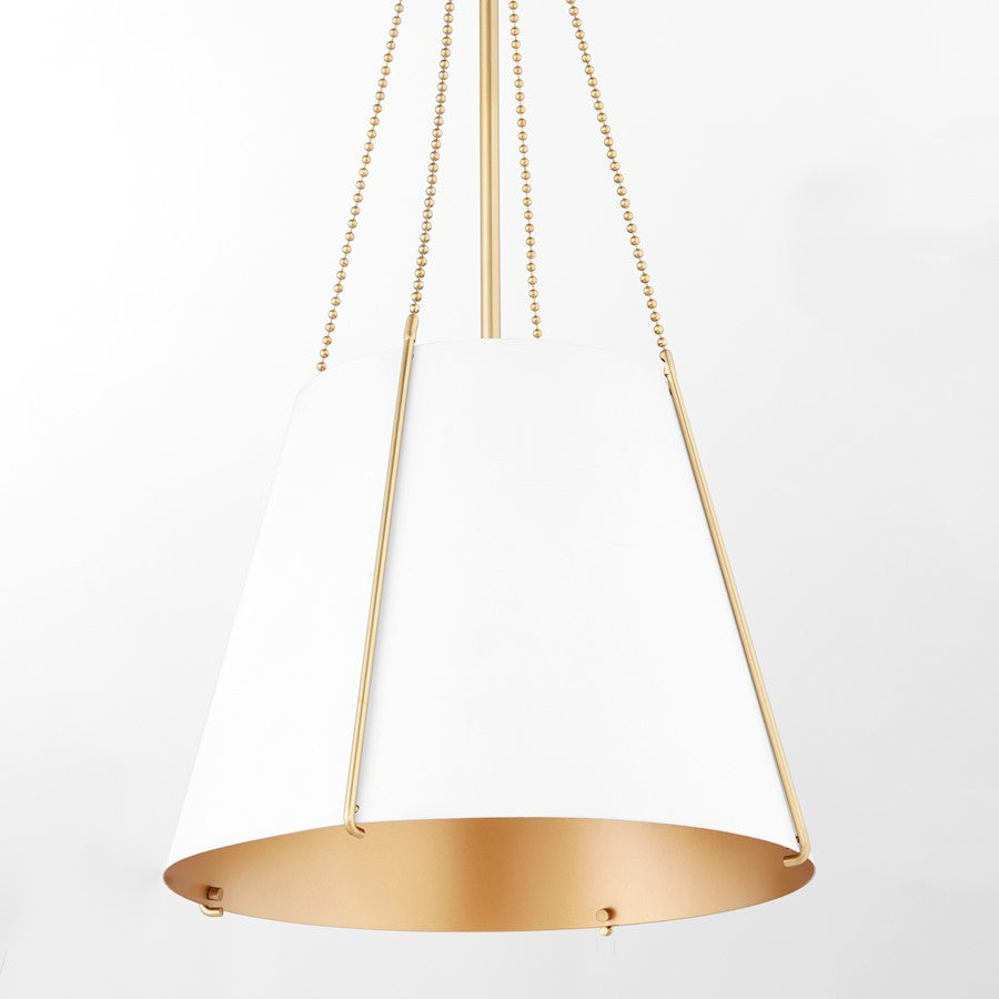 15" Pendant, White/Brass