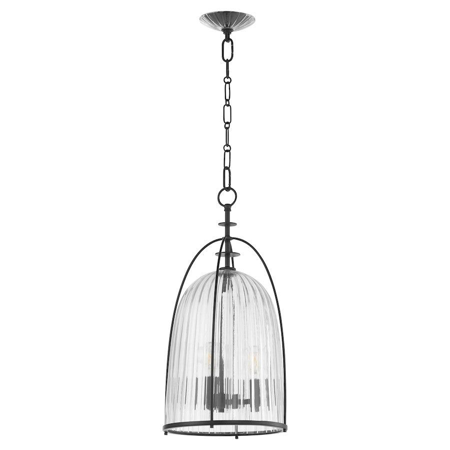 Quorum Alice 11" Pendant, Matte Black/Clear/Fluted - 863-3-59