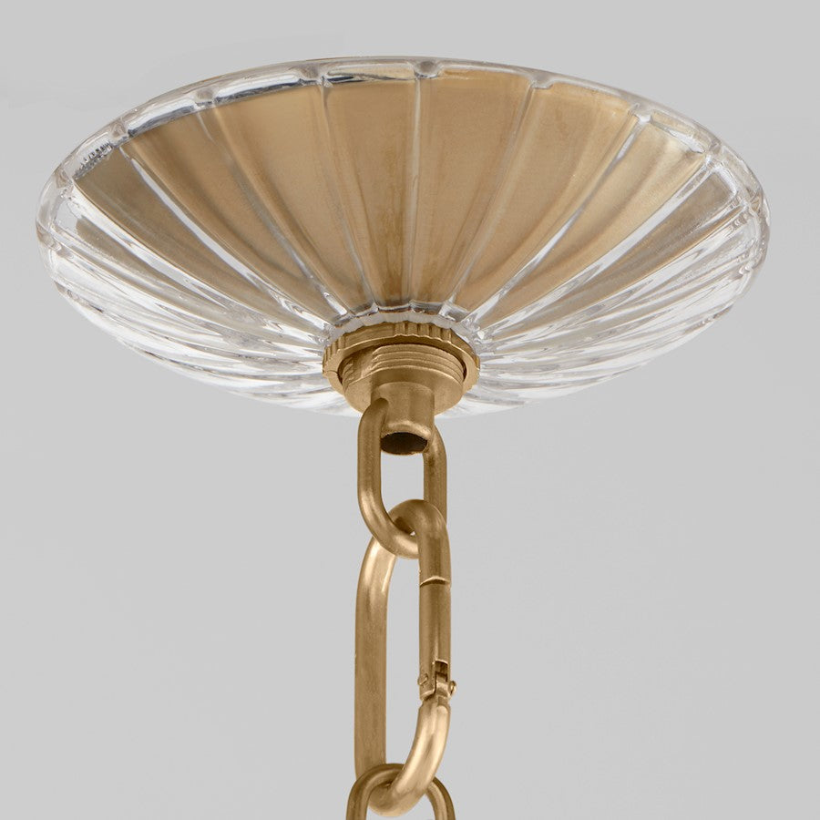 16" Pendant, Aged Brass/Clear/Fluted