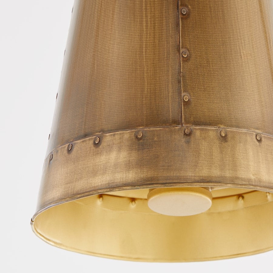 3 Light Pendant, Artisan Brass