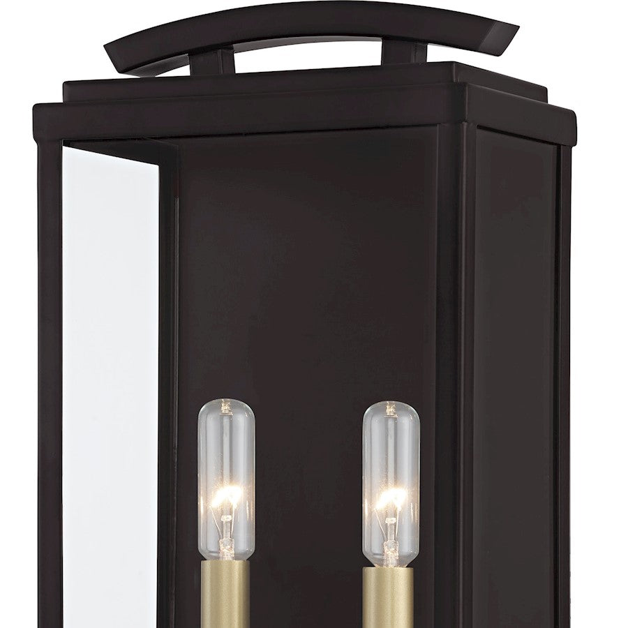 Quoizel Alma 2 Light Outdoor Lantern, Bronze/Clear