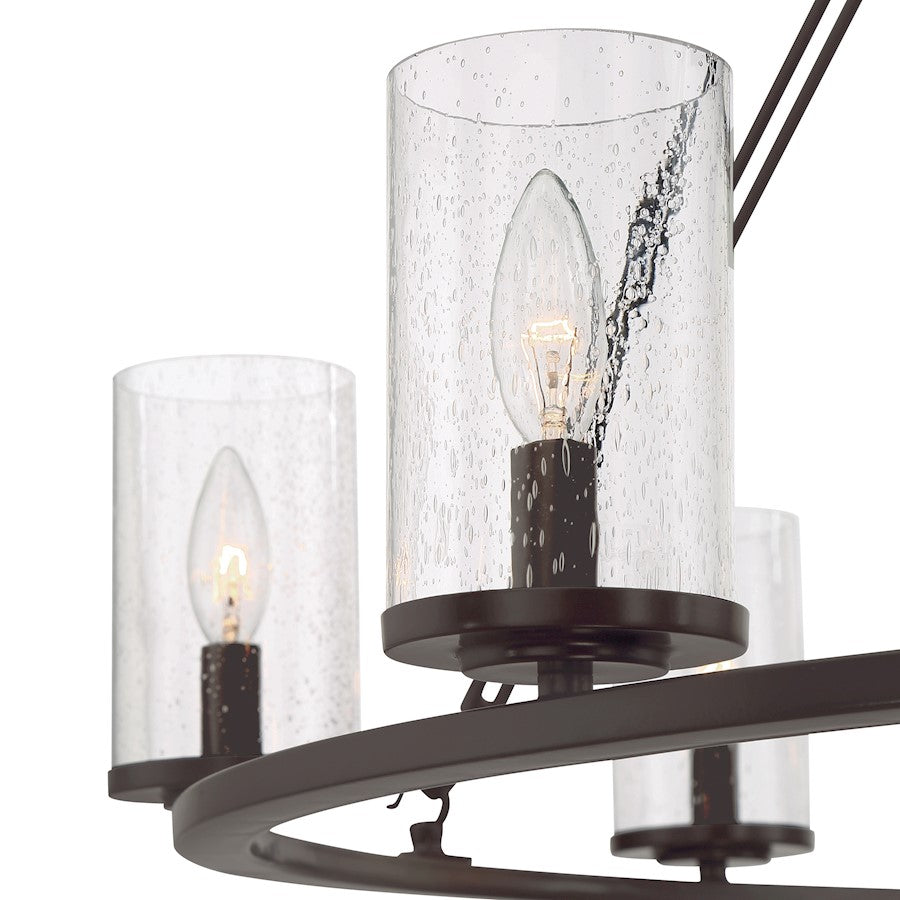 Quoizel Buchanan 33in 9-Light Chandelier | Rustic Western Bronze and Clear Seedy Glass | Dining Room & Foyer | 33 x 33 x 30 in | Model BCN5009WT