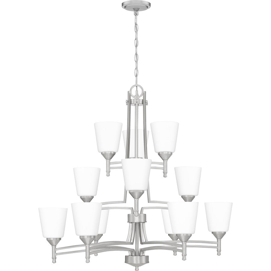 Quoizel Billingsley 12 Light Chandelier, Brushed Nickel