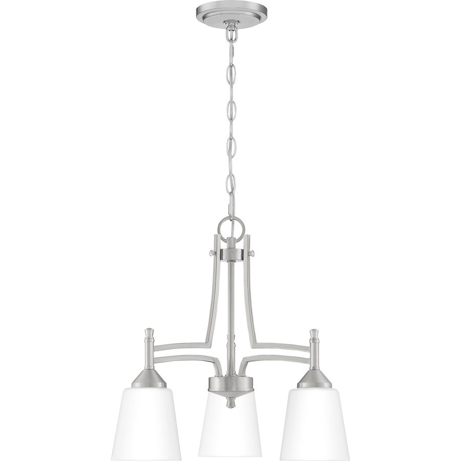 Quoizel Billingsley 3 Light Chandelier, Brushed Nickel