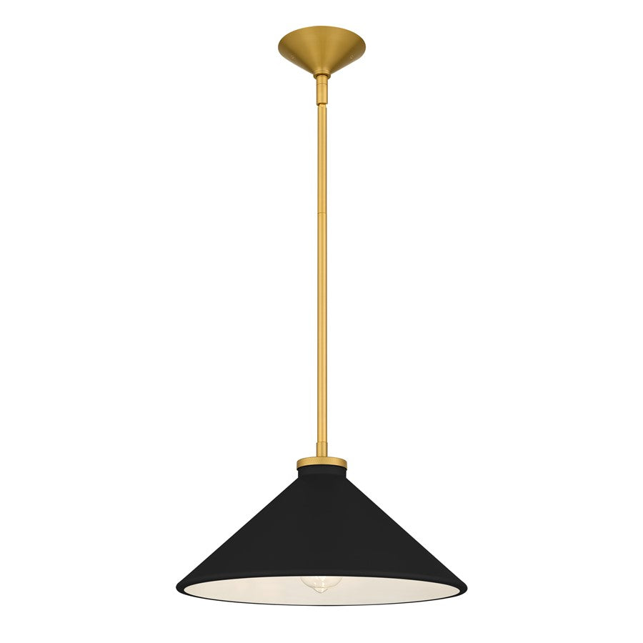 Quoizel Bradbury 1-Lt Pendant w/Black Shade, Brushed Gold - BRADK1814BRG