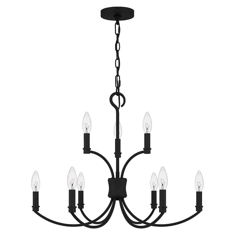 Quoizel Briar 9 Light Chandelier, Matte Black