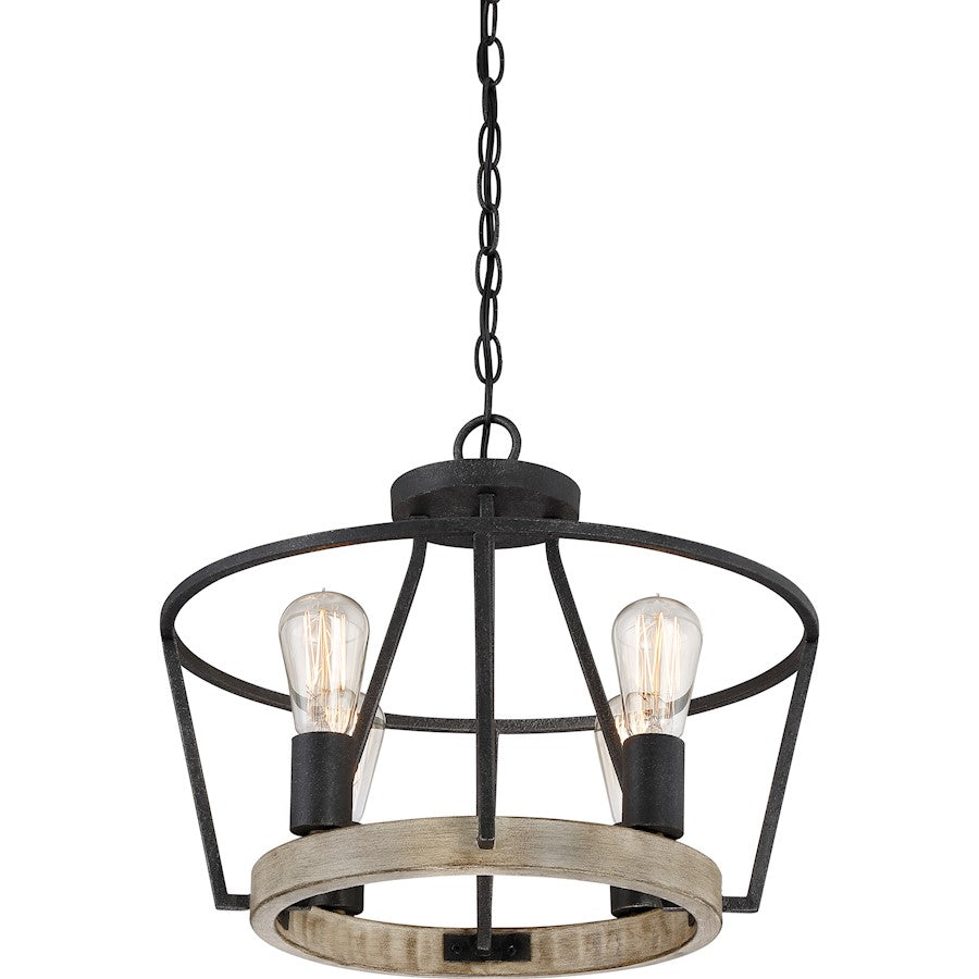 Quoizel 4 Light Brockton Semi-Flush Mount, Grey Ash