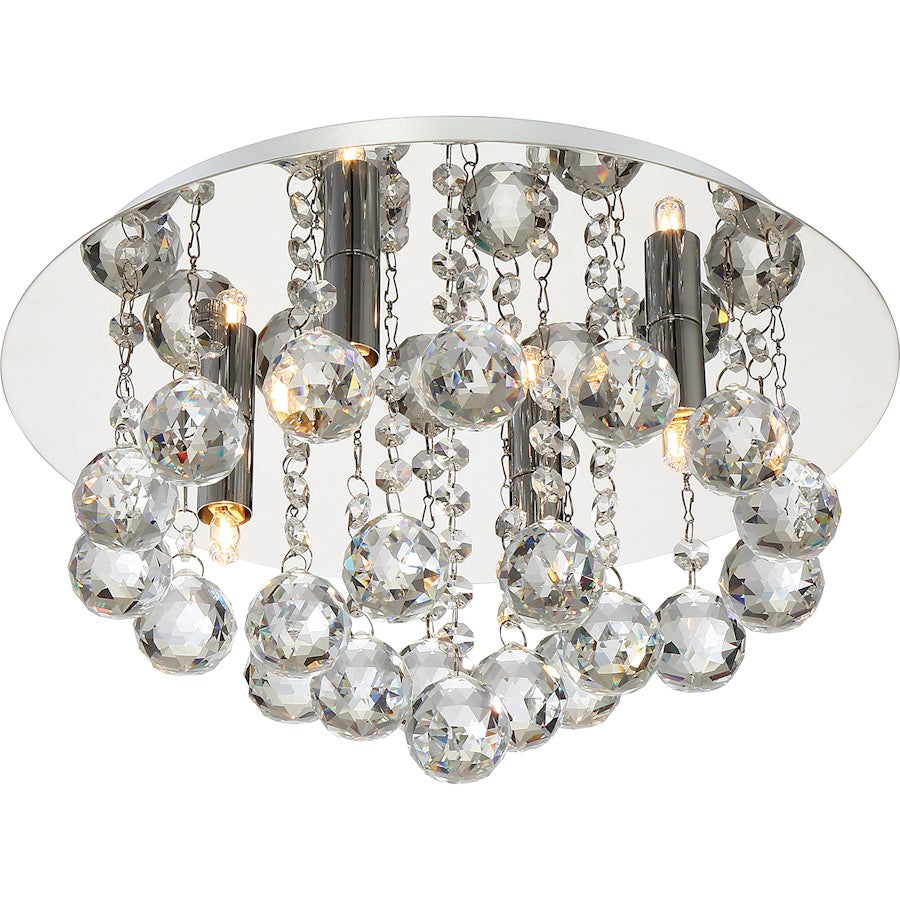 Quoizel Bordeaux w/ Clear Crystal 4 Light Flush Mount, Polished Chrome BRX1614C