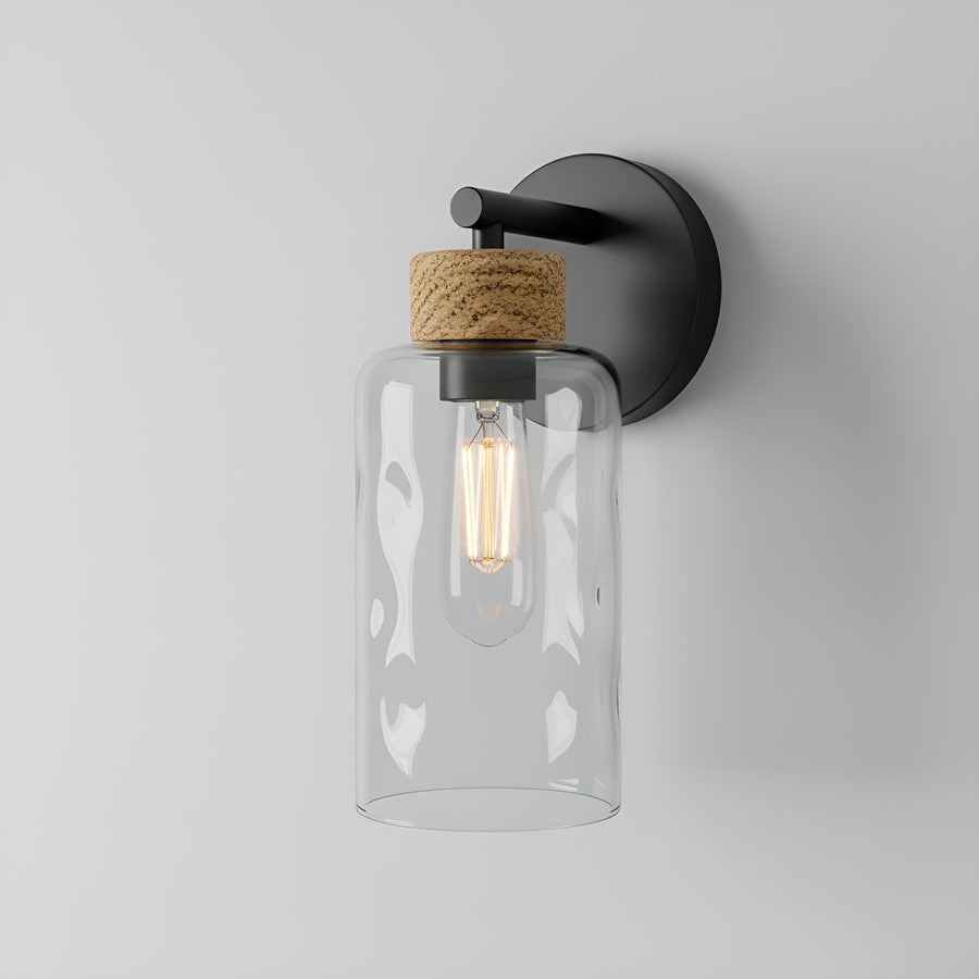 Quoizel Baltic 1Lt Wall Sconce, Matte Black/Clear Water Glass