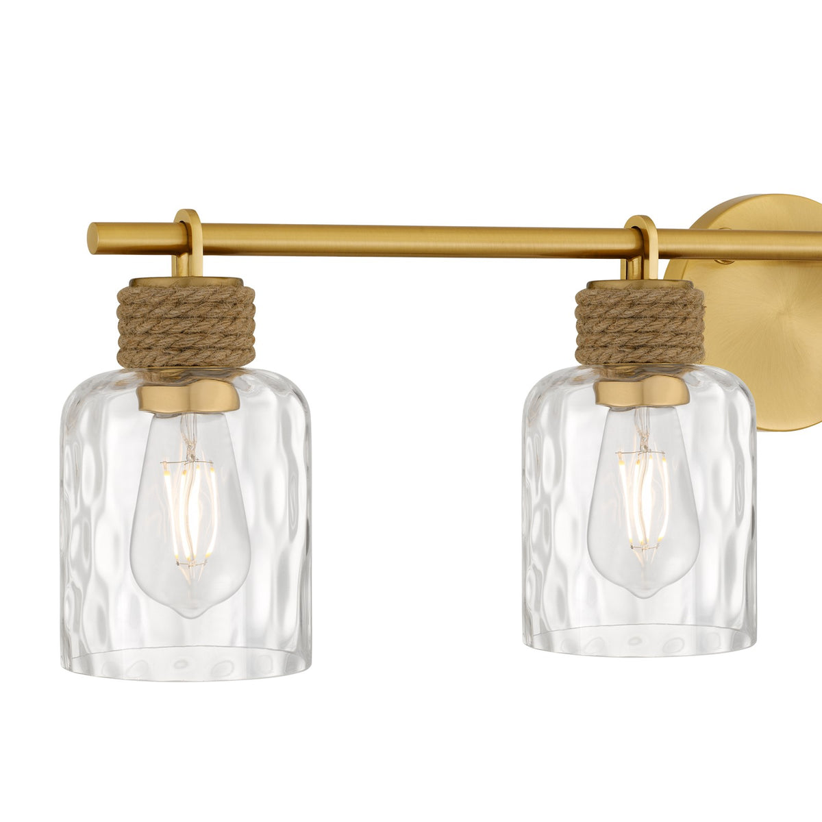 Quoizel Baltic 34in 4-Light Vanity Light | Coastal Brushed Gold and Clear Water Glass | Bathroom Vanity & Powder Room | Model BTC8634BRG