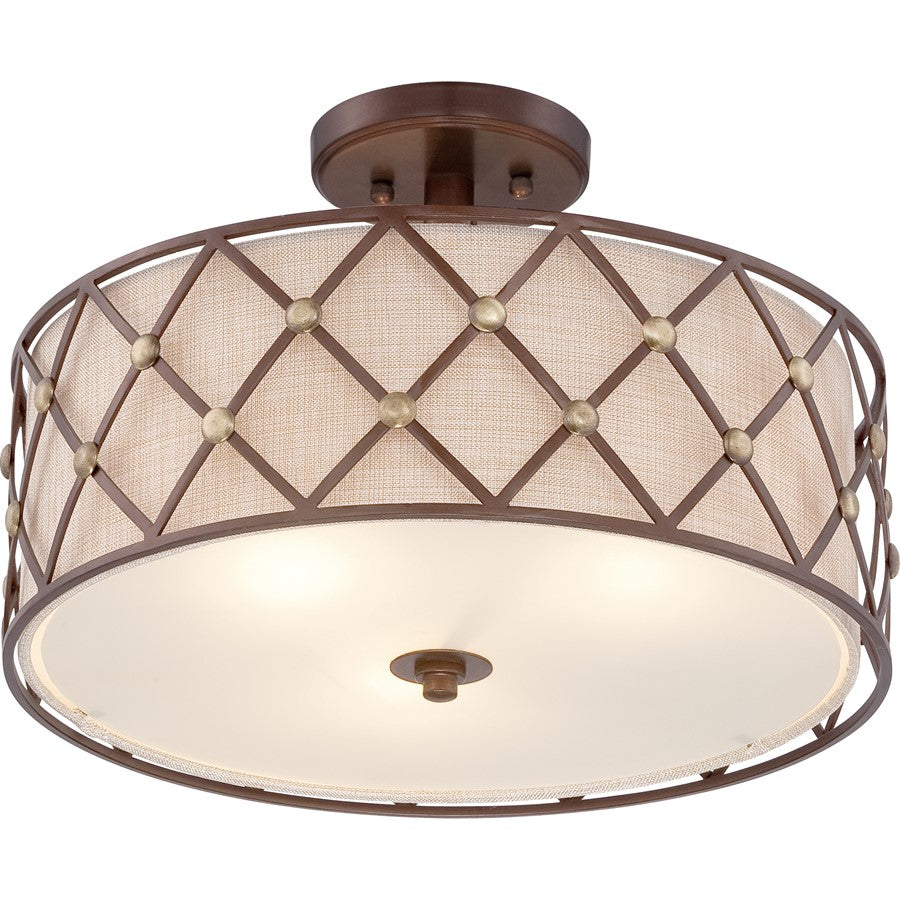 Quoizel Brown Lattice Semi-Flush Mount, Copper Canyon