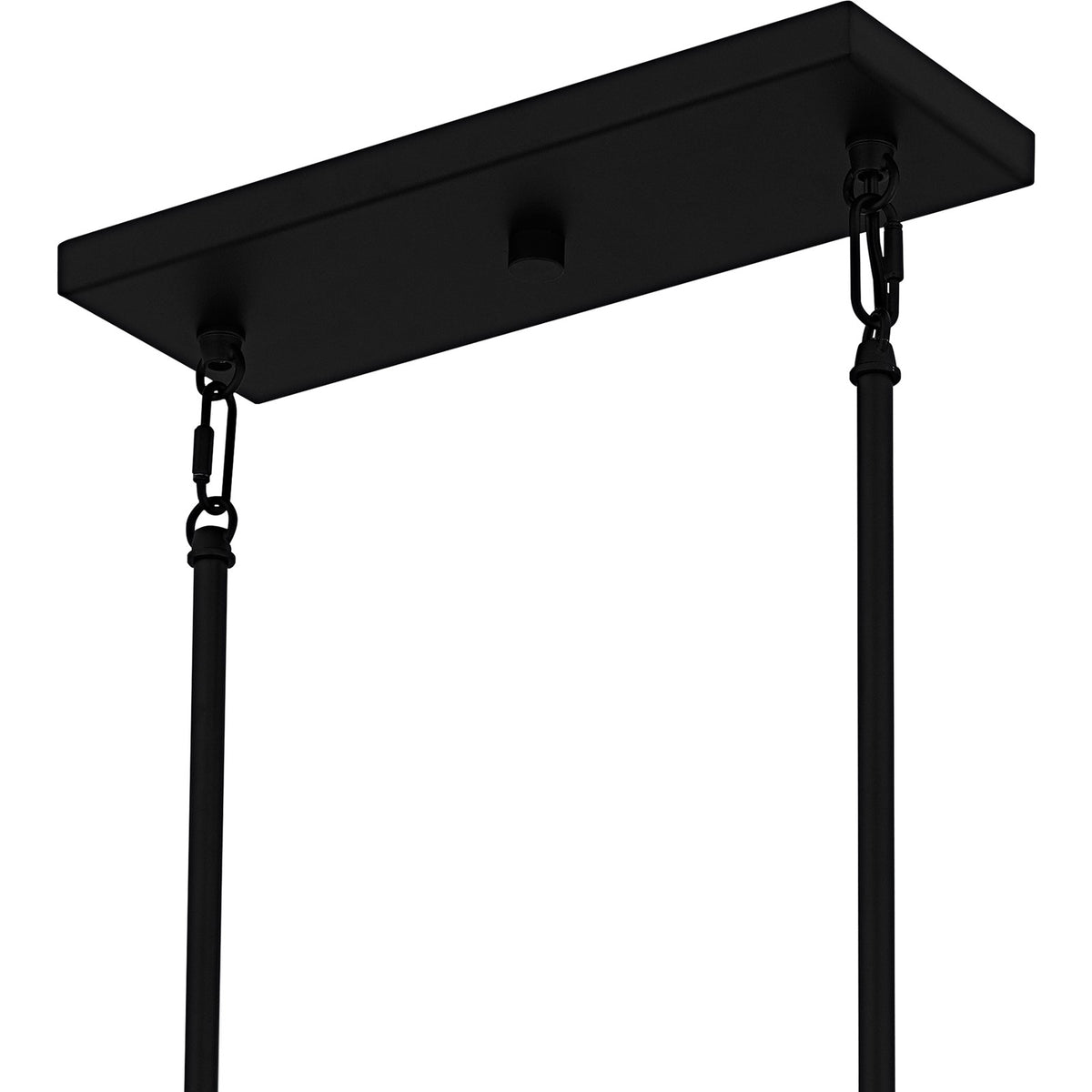 Quoizel Cruz 48in 6-Light Island Chandelier | Transitional Matte Black and Clear Etched Glass | Kitchen Island | Model CRZ648MBK