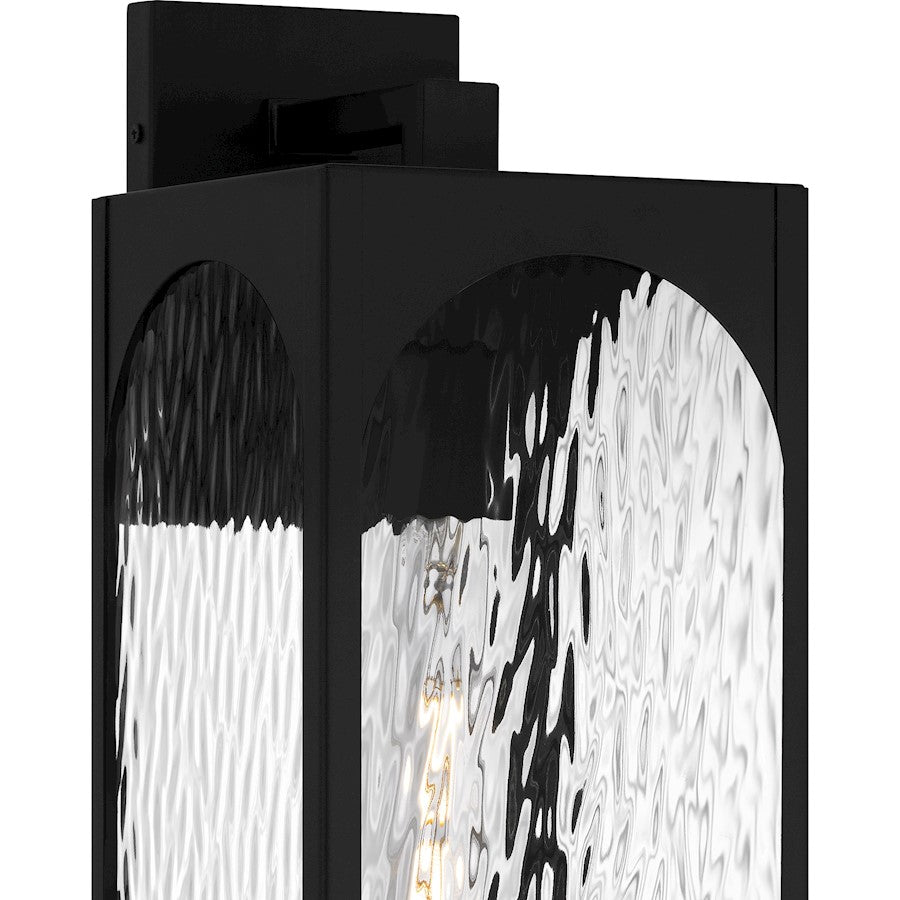 Quoizel Dallington 20in 1-Light Outdoor Wall Lantern | Transitional Matte Black and Clear Textured Glass | Entryway & Patio | Model DLG8407MBK