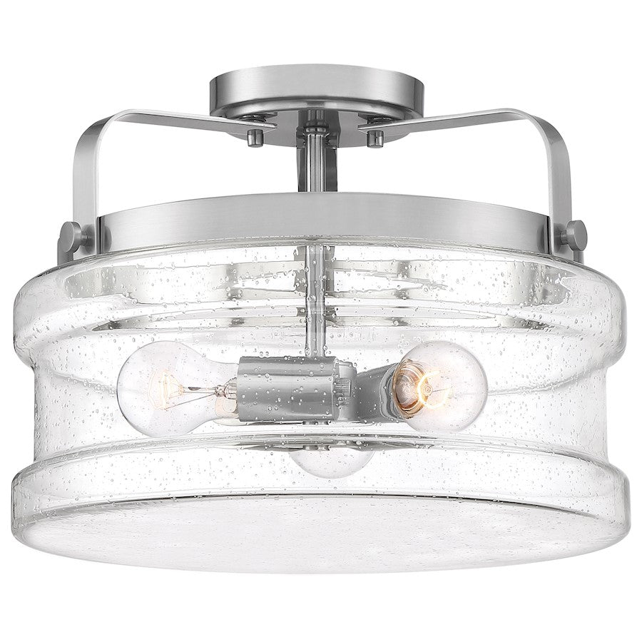 Quoizel Danbury 3 Light Semi-Flush Mount, Brushed Nickel