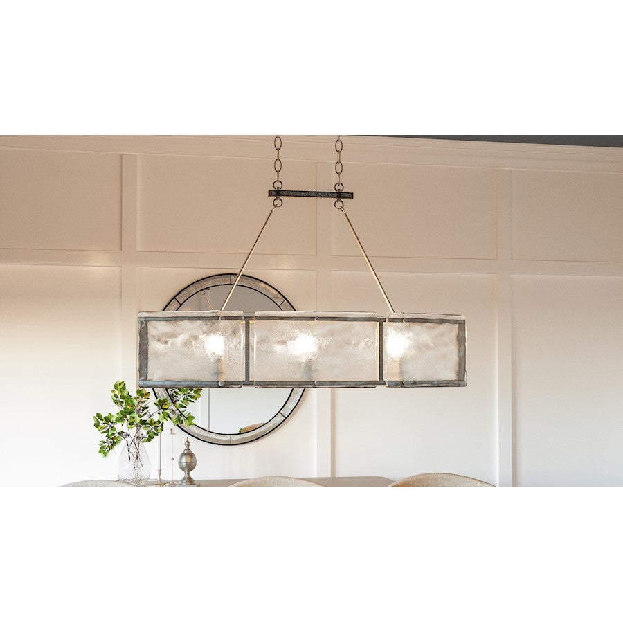 Quoizel Fortress Island Chandelier, Mottled Silver