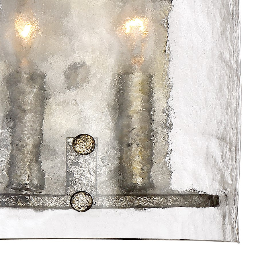 2 Light Fortress Wall Sconce, Mottled Silver
