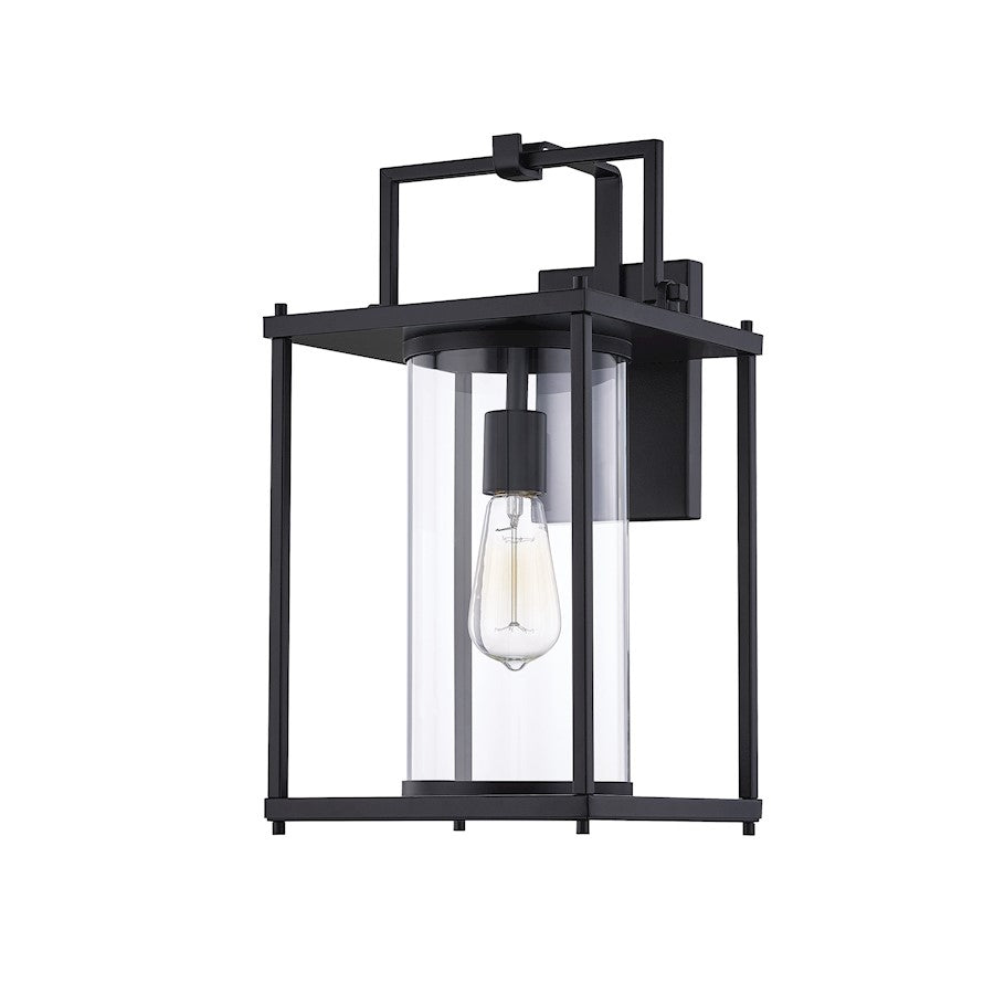 Quoizel Garrett 10" 1 Light Wall LanternOutdoor, Matte Black/Clear