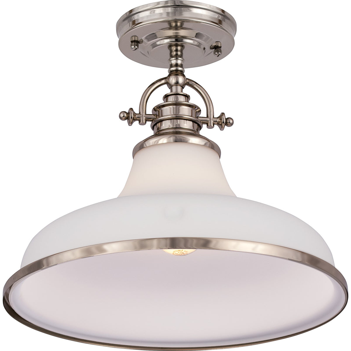 Quoizel Grant 13.5in 1-Light Pendant | Classic Brushed Nickel and Opal Etched Glass | Kitchen Island & Dining Room | Model GRT2814BN