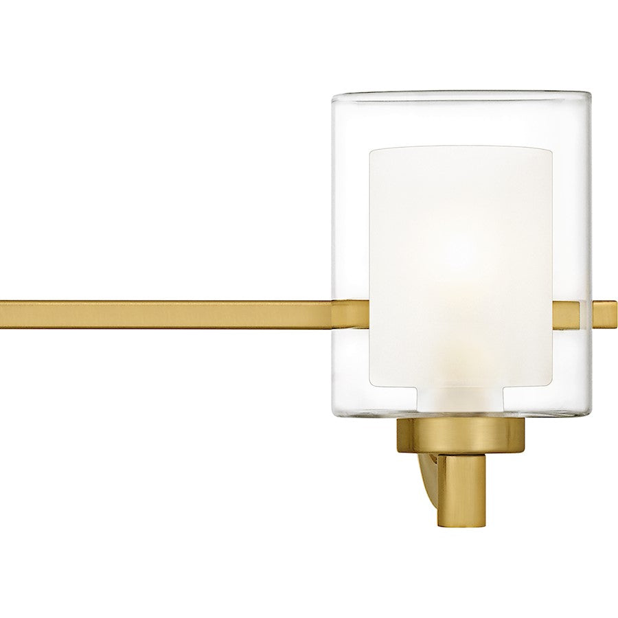 Quoizel Kolt 42in 5-Light Vanity Light | Modern Brushed Gold and Clear Glass | Bathroom Vanity & Powder Room | 42 x 6.25 x 6 in | Model KLT8605BRGLED
