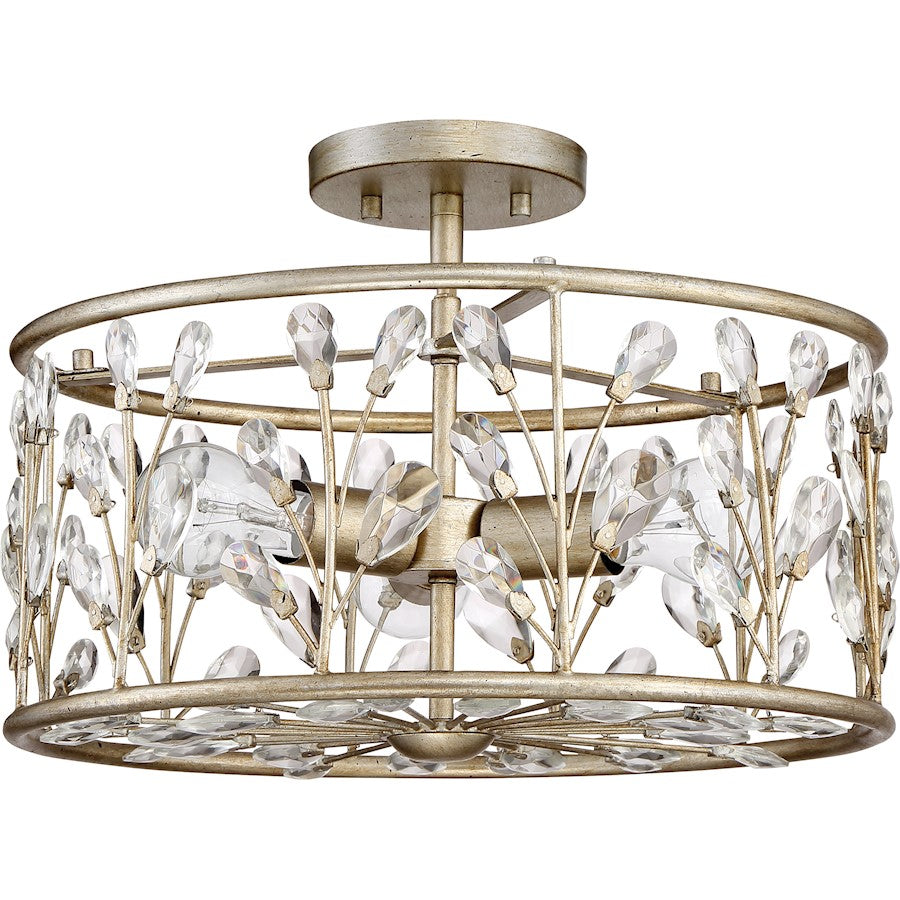 Quoizel 3 Light Meadow Lane Semi-Flush Mount, Vintage Gold