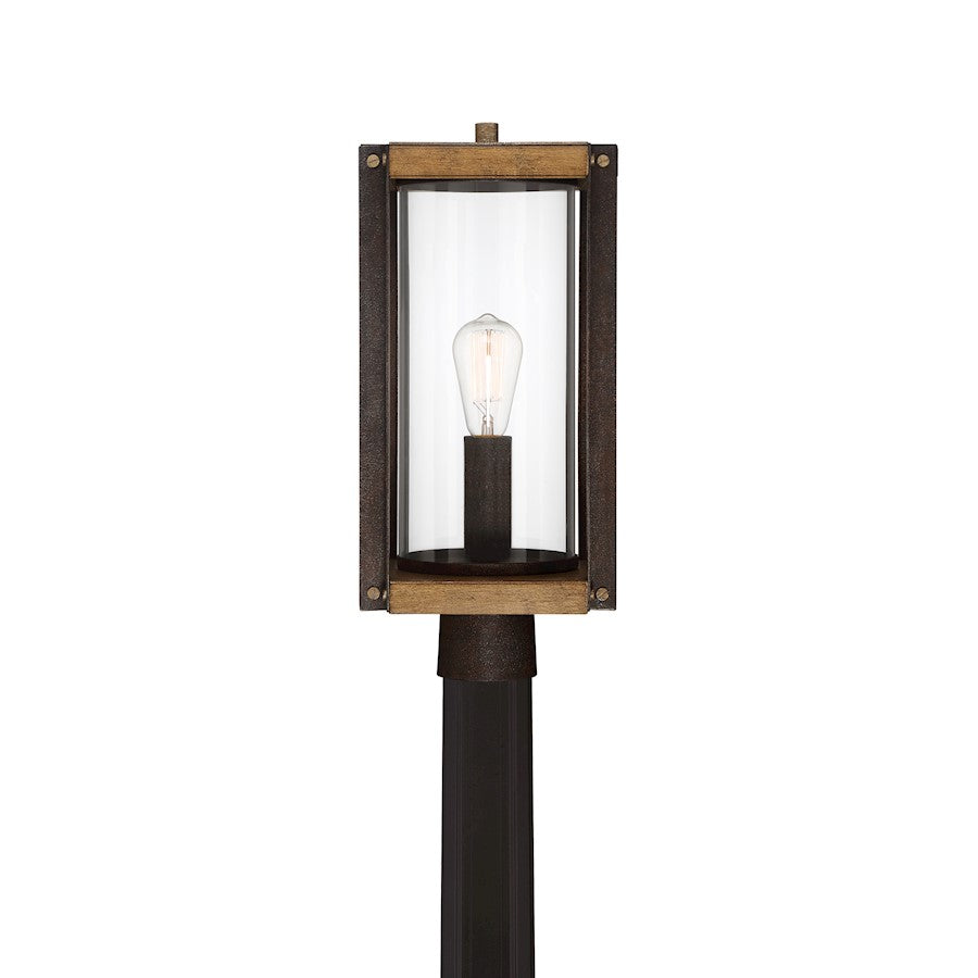 Quoizel Marion Square 1 Light Outdoor Post, Black/Clear