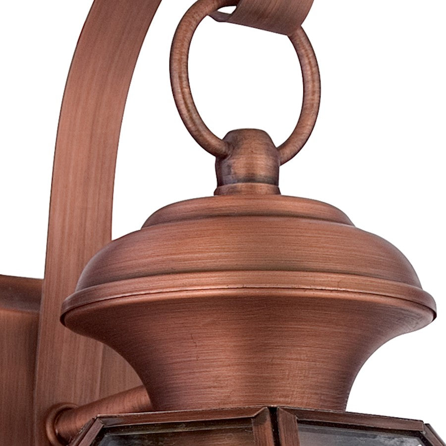 Quoizel Newbury 11.5in 1-Light Outdoor Wall Lantern | Traditional Aged Copper and Clear Glass | Front Door & Porch | Model NY8315AC
