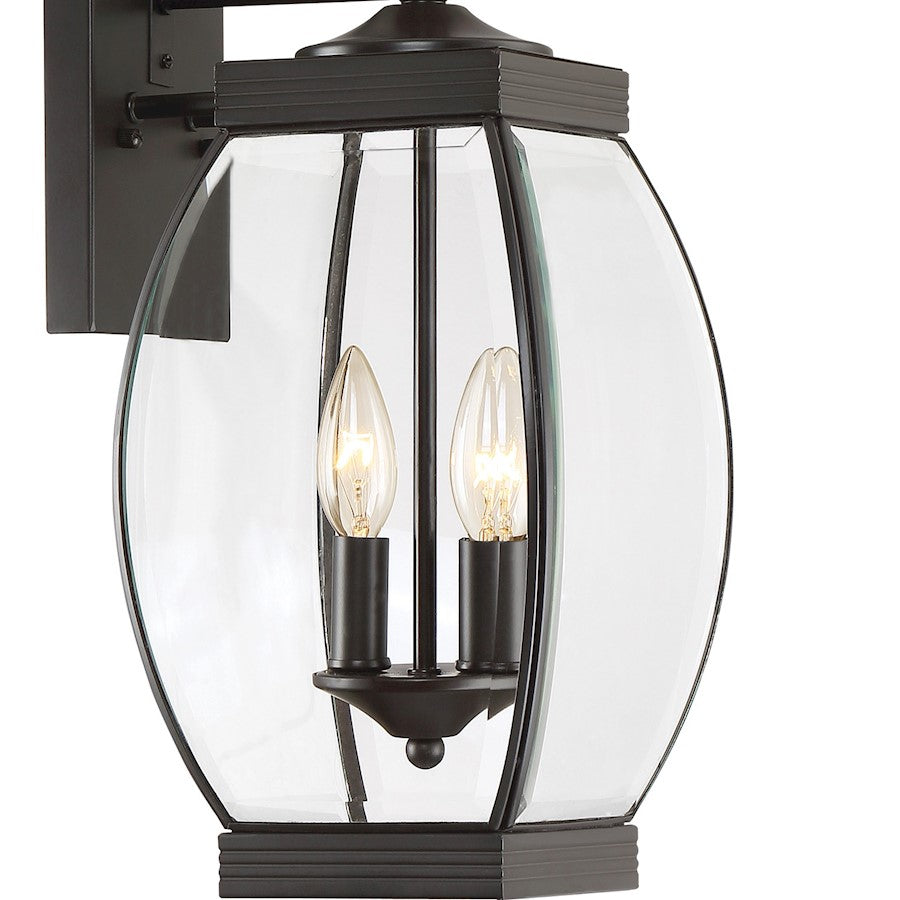 Quoizel Oasis 9in 2-Light Outdoor Lantern | Transitional Medici Bronze and Clear Glass | Front Entry & Porch | 7.5 x 9 x 21 in | Model OAS8408Z