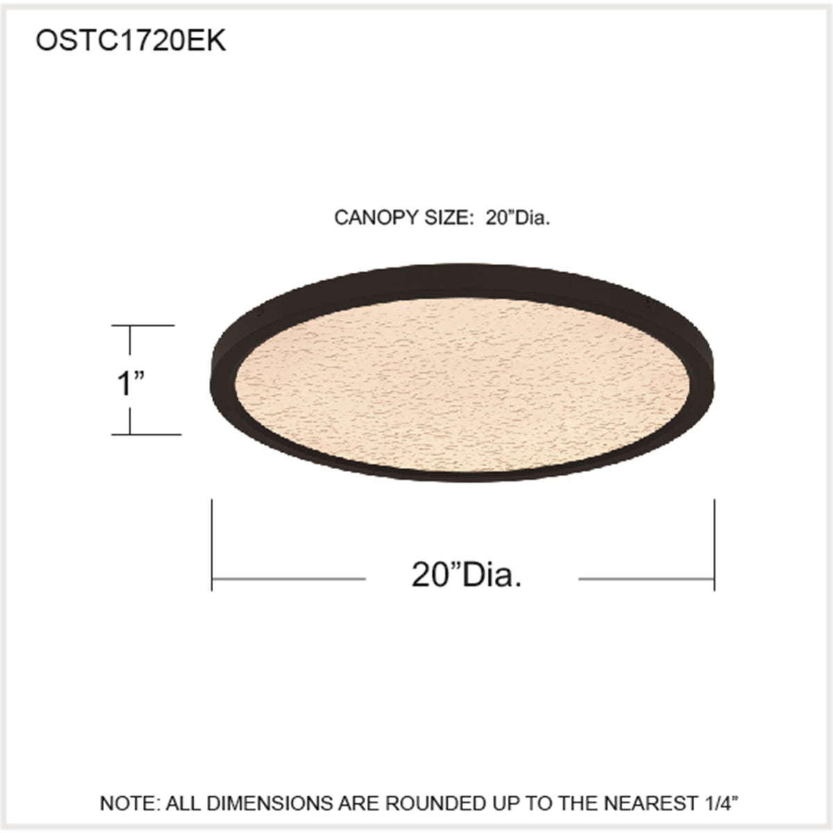 Quoizel Outskirts 20in LED Flush Mount | Modern Earth Black and Clear Textured Acrylic | Bedroom & Hallway Ceiling Light | Model OSTC1720EK