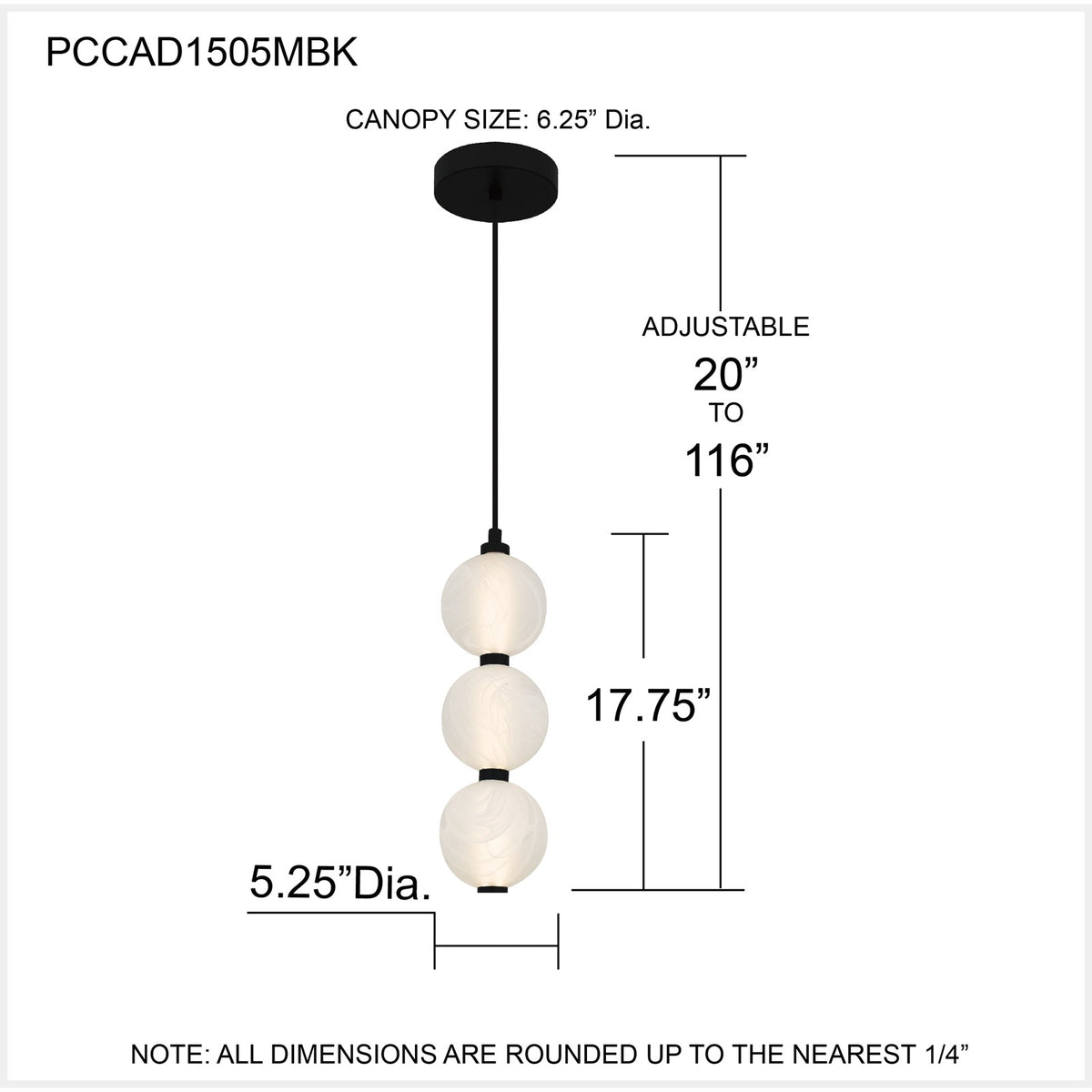 Quoizel Clarendon 5in 1-Light Mini Pendant | Modern Matte Black and Alabaster Glass | Kitchen Island & Bar | Model PCCAD1505MBK