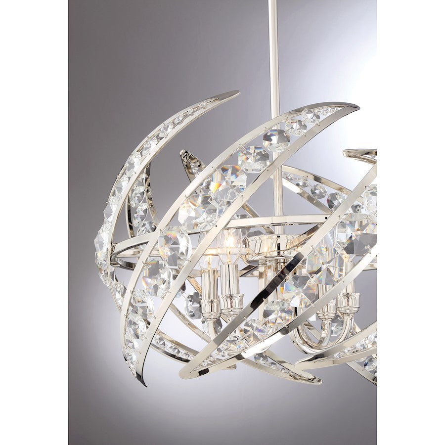 4 Light Crescent Pendant, Polished Nickel