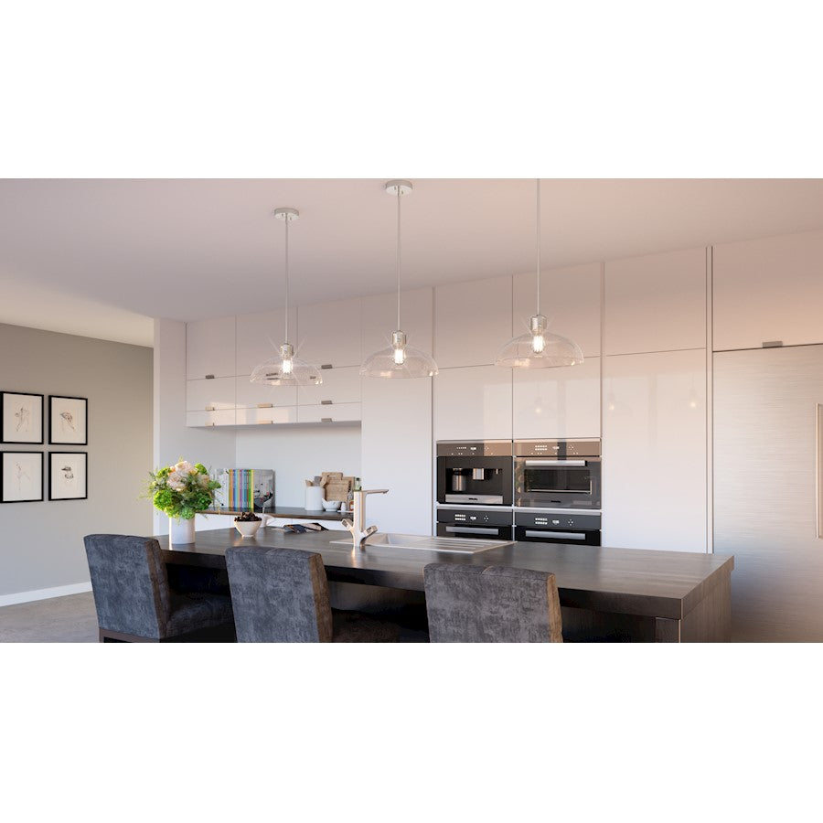 Quoizel Iona 1 Light Pendant, Polished Chrome/Clear Seeded
