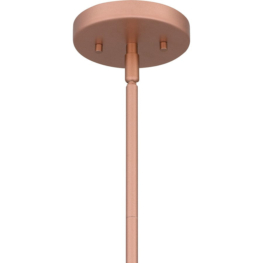 Quoizel Labrant 1 Light Mini Pendant, Rose Gold/Clear Hammered