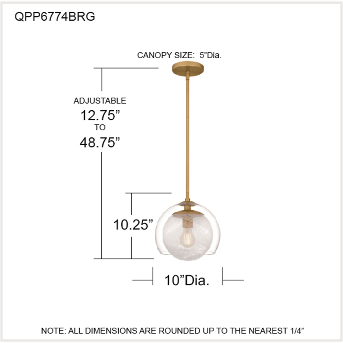 Quoizel Eslinger 10in 1-Light Mini Pendant | Modern Brushed Gold and Clear Glass | Kitchen Island & Dining Room | Model QPP6774BRG