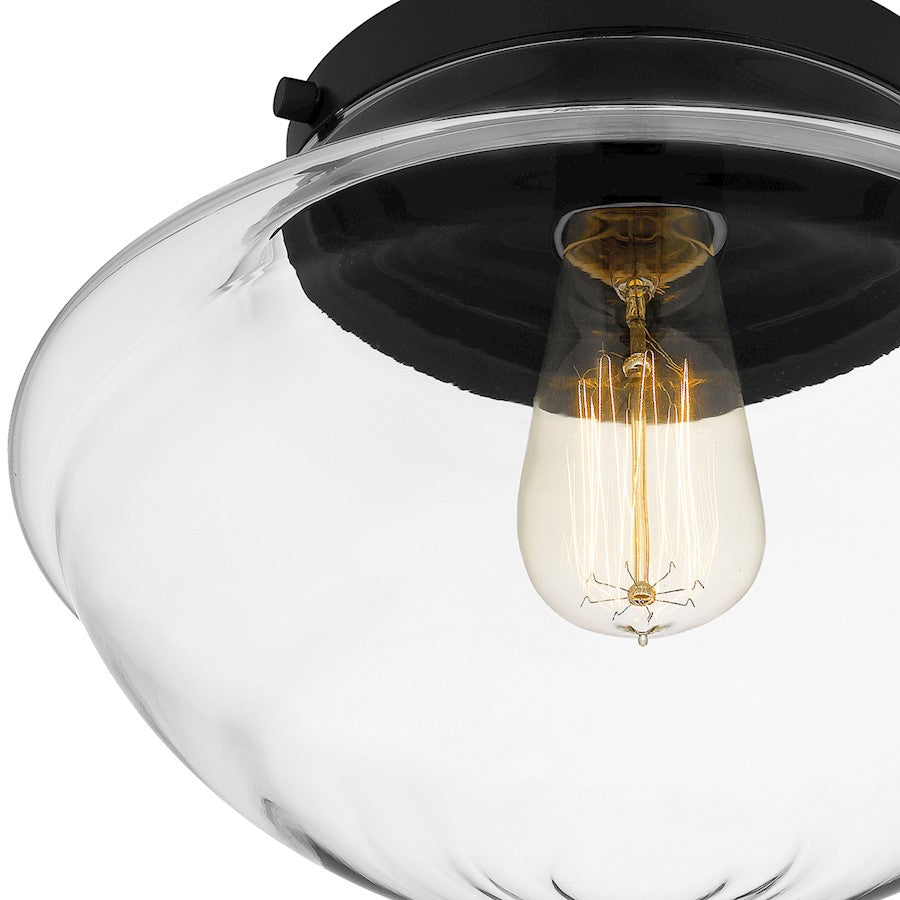 Quoizel Wrede 1 Light Semi-Flush Mount, Matte Black/Clear